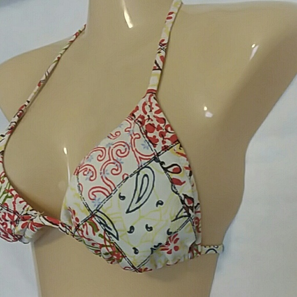 J Crew Mixed Print Patchwork String Bikini Top - Picture 3 of 8